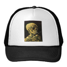 Crâne de Van Gogh avec la cigarette brûlante, art  Casquette De Camionneur