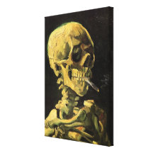 Crâne de Van Gogh avec la cigarette brûlante, art  Toile Tendue
