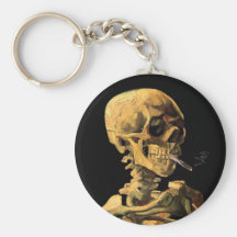 Crâne de Van Gogh avec la cigarette brûlante Keych Porte-clés