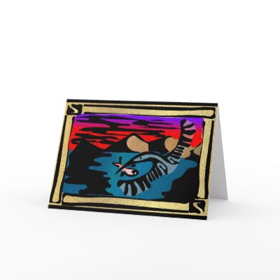 Crane digital woodcut Greeting Card by elledeegee