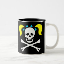 Crâne et os croisés avec des tresses tasse
