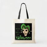 Crâne mauvais de farceur Halloween (vert) Sacs En Toile