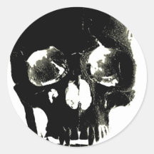 Crâne noir - image négative adhésifs ronds