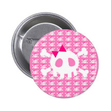 Crâne punk rose Girly Badge