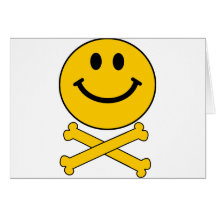 Crâne souriant et os croisés cartes de vœux