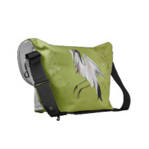 Cranes in bamboo Messenger Bag