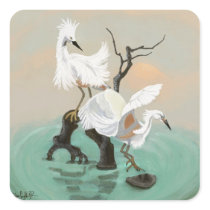 Cranes Painting Stickers