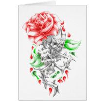 crânes tribaux de roses carte de vœux