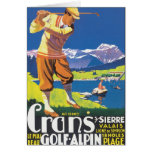 Crans Golf Alpin Travel Poster Greeting Cards