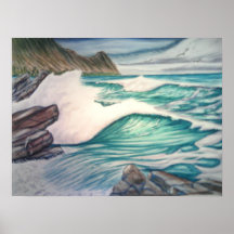 Crashing surf posters