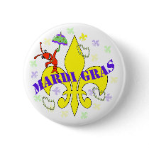 Crawfish Fleur de Lys Mardi Gras Pin