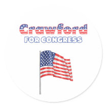 Crawford for Congress Patriotic American Flag Desi Sticker