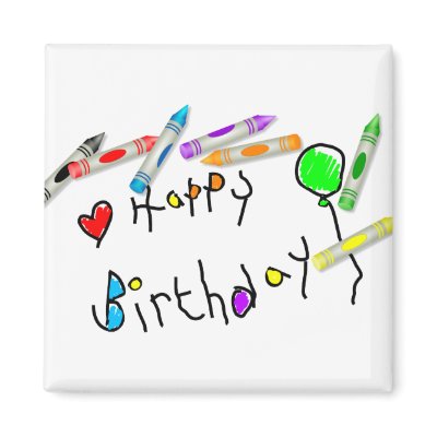 Crayon Birthday Greeting Magnets by prawny