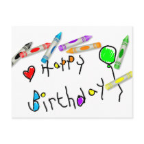 Crayon Birthday Greeting Post Cards