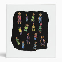 Crayon Colourful male and female figures random ag 3 Ring Binders