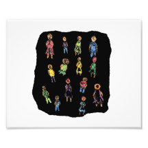 Crayon Colourful male and female figures random ag Photographic Print