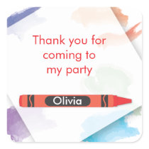 Crayon Favour Sticker  |  Red