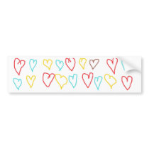 Crayon Hearts Bumper Sticker