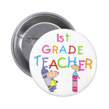 Crayons 1st Grade Teacher Tshirts and Gifts Pin