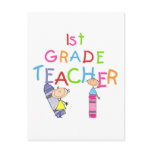 Crayons 1st Grade Teacher Tshirts and Gifts Postcards