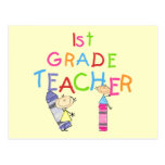 Crayons 1st Grade Teacher Tshirts and Gifts Post Cards