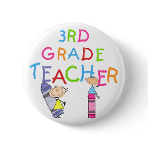 Crayons 3rd Grade Teacher Tshirts and Gifts Pinback Button