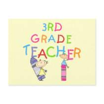 Crayons 3rd Grade Teacher Tshirts and Gifts Postcards