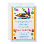 Crayons Art Paint Craft Birthday Party Invitations