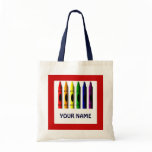 Crayons Name Template Red Tote Bag