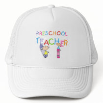 Crayons Preschool Teacher Tshirts and Gifts Trucker Hat