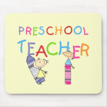Crayons Preschool Teacher Tshirts and Gifts Mouse Pads
