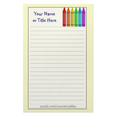 Crayons Stationary Stationery by Customizables