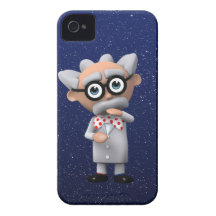 Crazy 3d Mad Scientist Thinking (editable) iPhone 4 Case