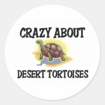 Crazy About Desert Tortoises Round Stickers