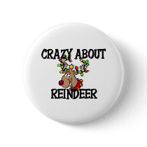 Crazy About Reindeer Pinback Button