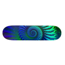Crazy Blue Fractal Pattern Skateboard Deck
