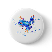 CRAZY BLUE TREE FROGS PINBACK BUTTONS
