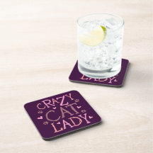 Crazy Cat Lady set of 6 Coasters (dark)