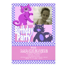 Crazy Cats Birthday Photo Custom Invitation