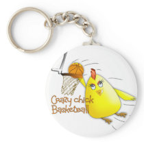crazy chick basketball keychain