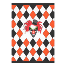 Crazy Clown Halloween Personalized Invitation