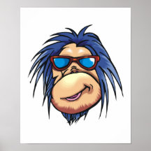 crazy cool monkey face poster