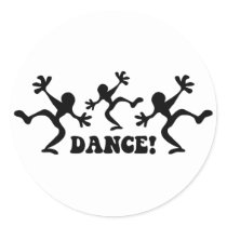 Crazy Dancers Dancing Round Stickers