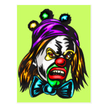 Crazy Evil Clown Post Card