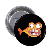 Crazy Fish Pinback Button
