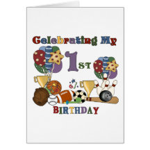 Crazy For Sports 1st Birthday Tshirts and Gifts Greeting Card