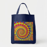 Crazy Fractal yellow red blue navy Bag