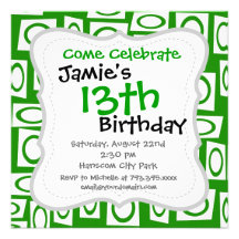 Crazy Green White Fun Circle Square Pattern Announcement