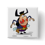 crazy gunslinger outlaw cowboy cartoon pinback button