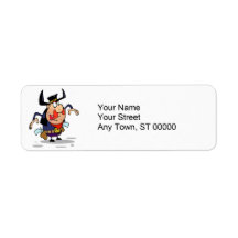 crazy gunslinger outlaw cowboy cartoon return address labels